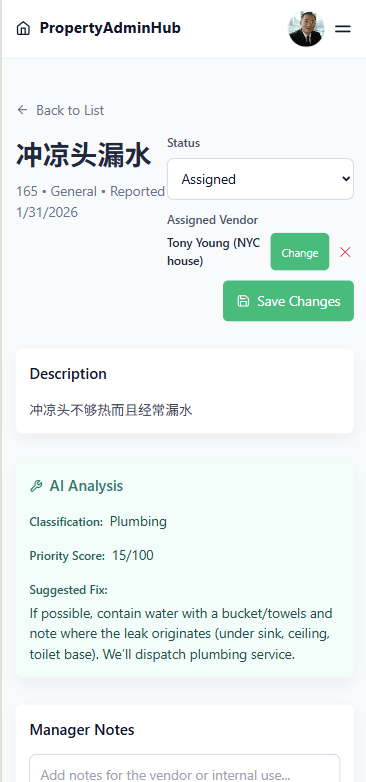 Assigning a vendor to a maintenance ticket